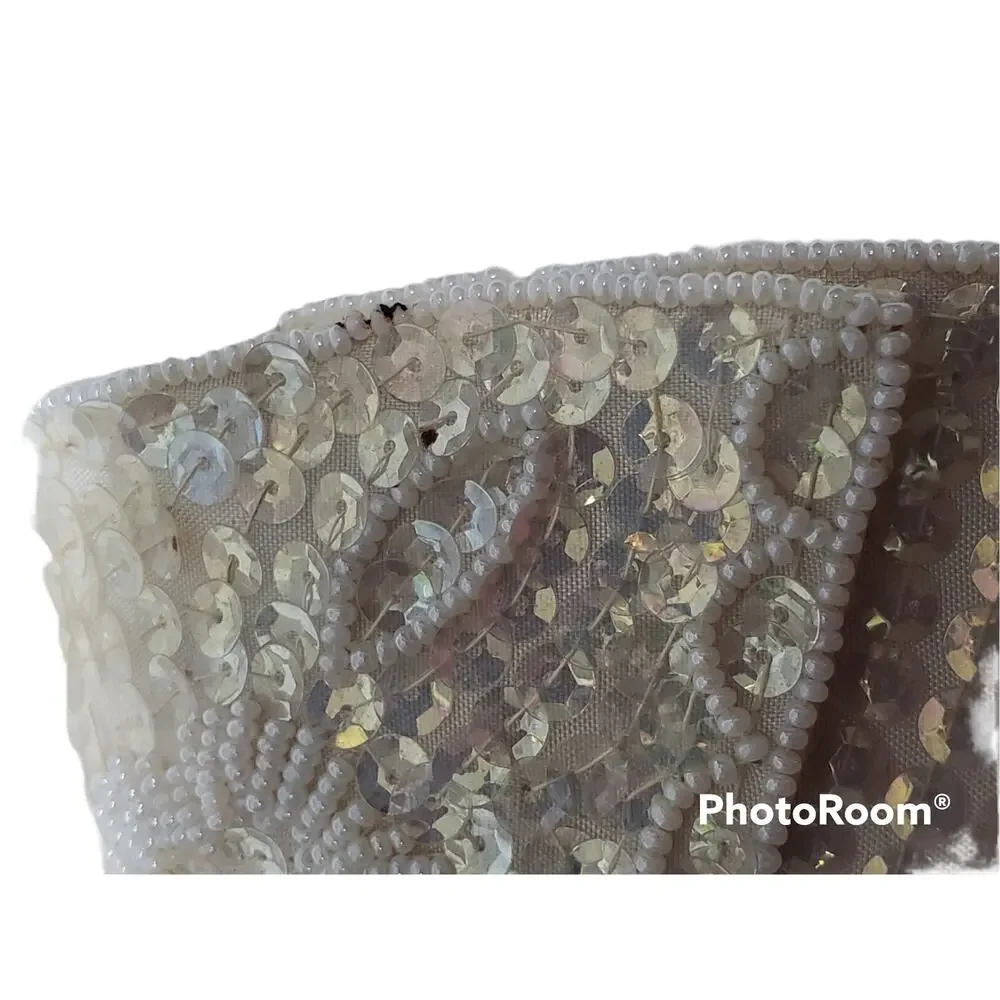 La Regal White Sequin Evening Clutch / Bag - Sequins Change Color w. Lighting